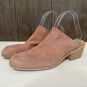 Anthropologie Silent D Shoes Women 41 Dusty Pink Suede Lindsay Floral Mules Boho
